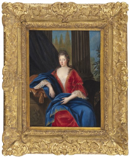 Portrait d’une élégante dans un palais – ecole française du 17e siècle, entourage de François de Troy
