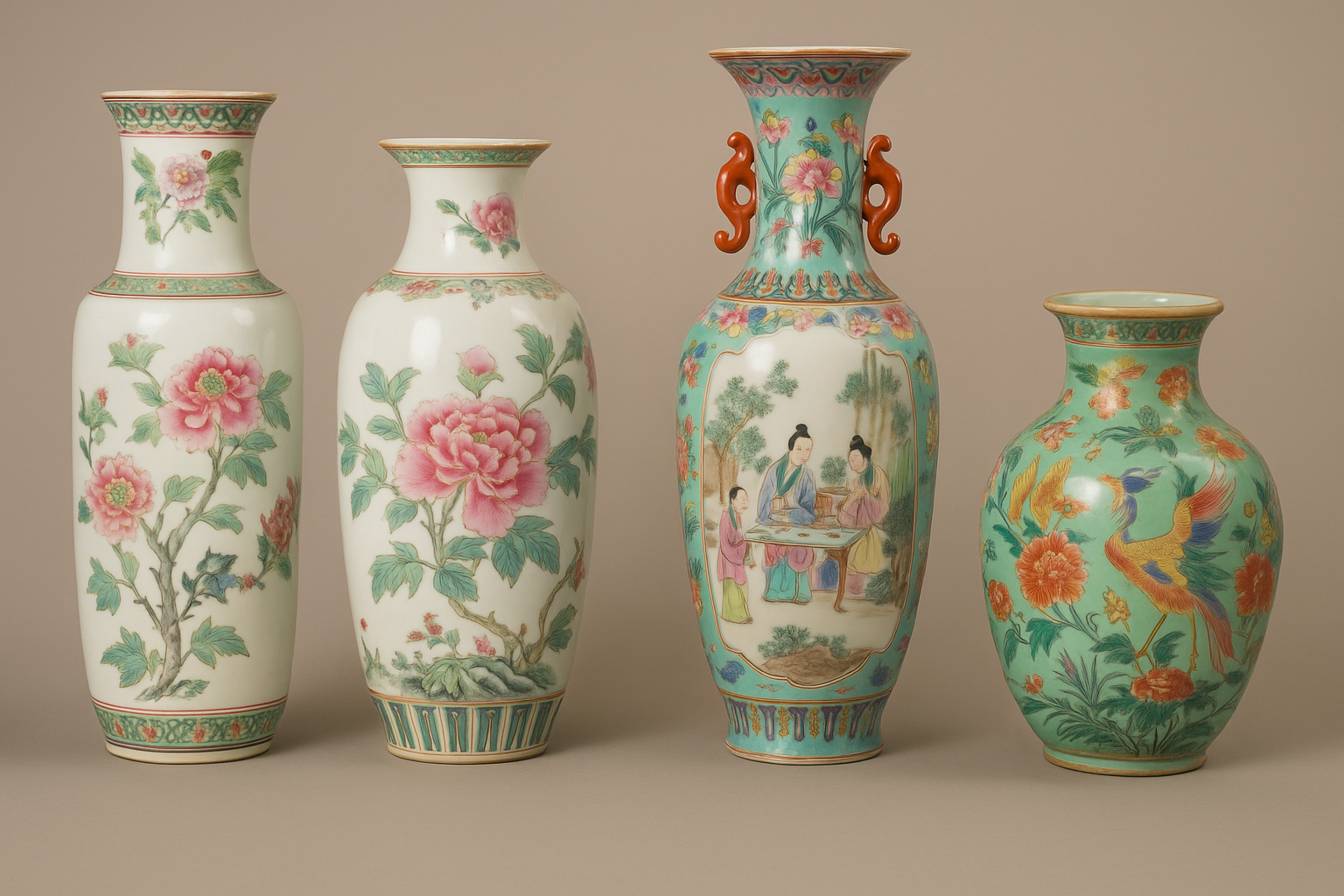 Famille rose en Famille verte vazen: pracht van Qing porselein