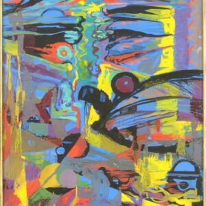 Abstract schilderij gesigneerd Georges Dacaux, gedateerd 1947