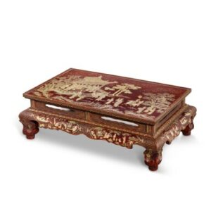 Roodbruin gelakte salontafel met ingelegd parelmoer - China, 16de-17de eeuw