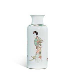Vaas in famille verte porselein met hofdames decor - Qing-dynastie, Kangxi-periode