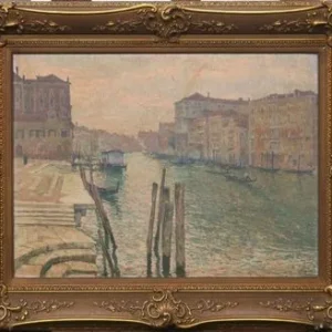 Schilderij van Paul Leduc (1876-1943) – Het Groot Kanaal van Venetië "Matin gris"