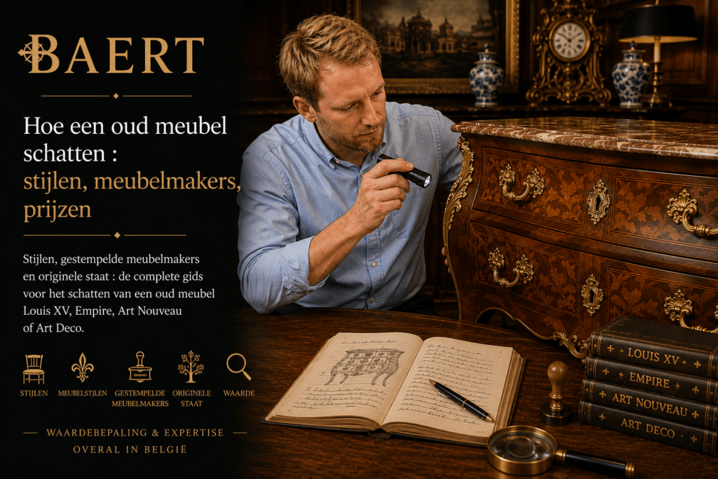 Stijlen, gestempelde meubelmakers en originele staat : de complete gids voor het schatten van een oud meubel Louis XV, Empire, Art Nouveau of Art Deco.